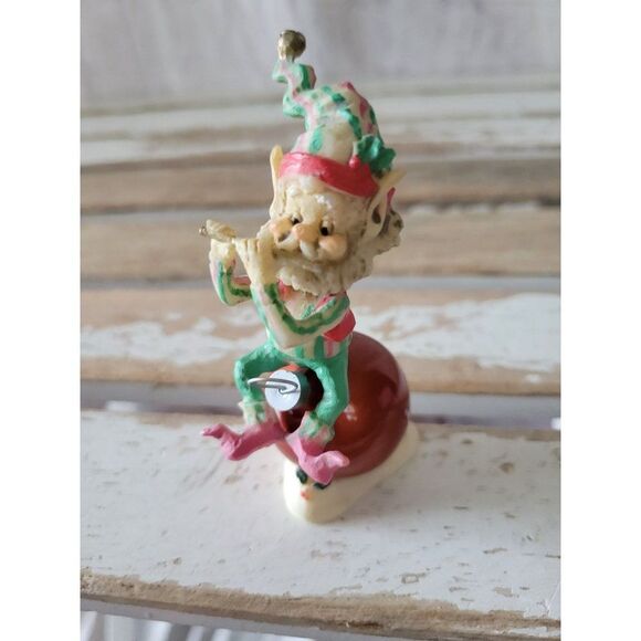 Enesco tiddles ornament elf flute musician sandi zimnicki vintage village - Picture 1 of 7